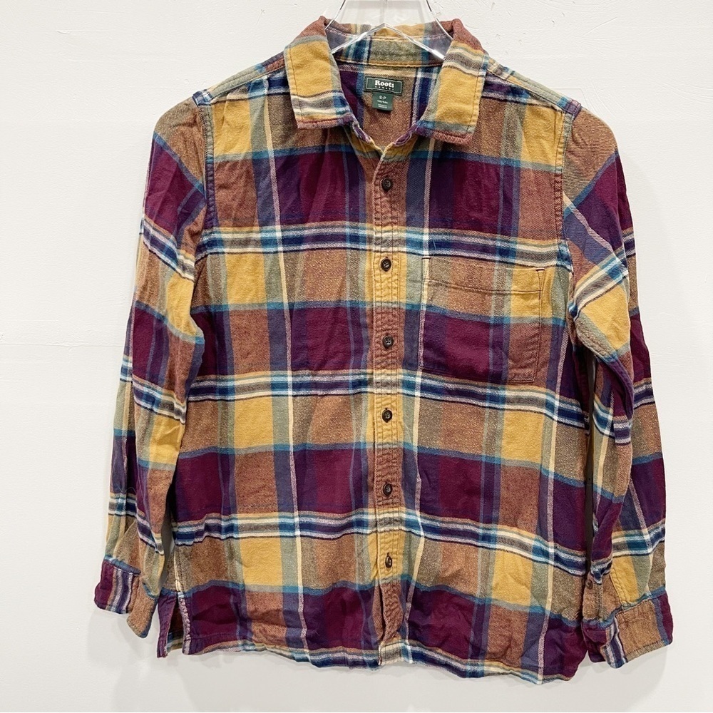Roots Plaid Button Down Shirt Cotton Men’s Small